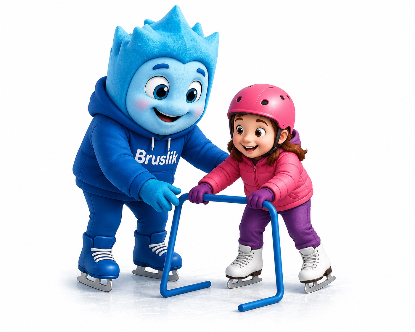 Bruslík pomáhá dětem na ledě